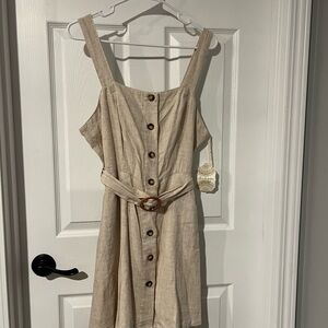 Altar’d State Oatmeal Button-Down Dress